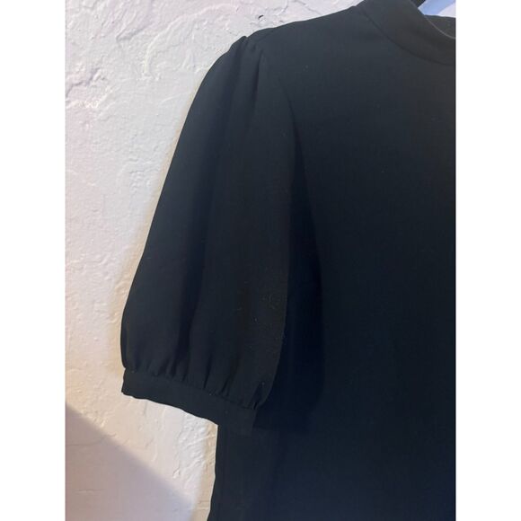 Maeve by Anthropologie Black Mock Neck Puff Sleeve Top Blouse Anthro Size 6 - Picture 7 of 10